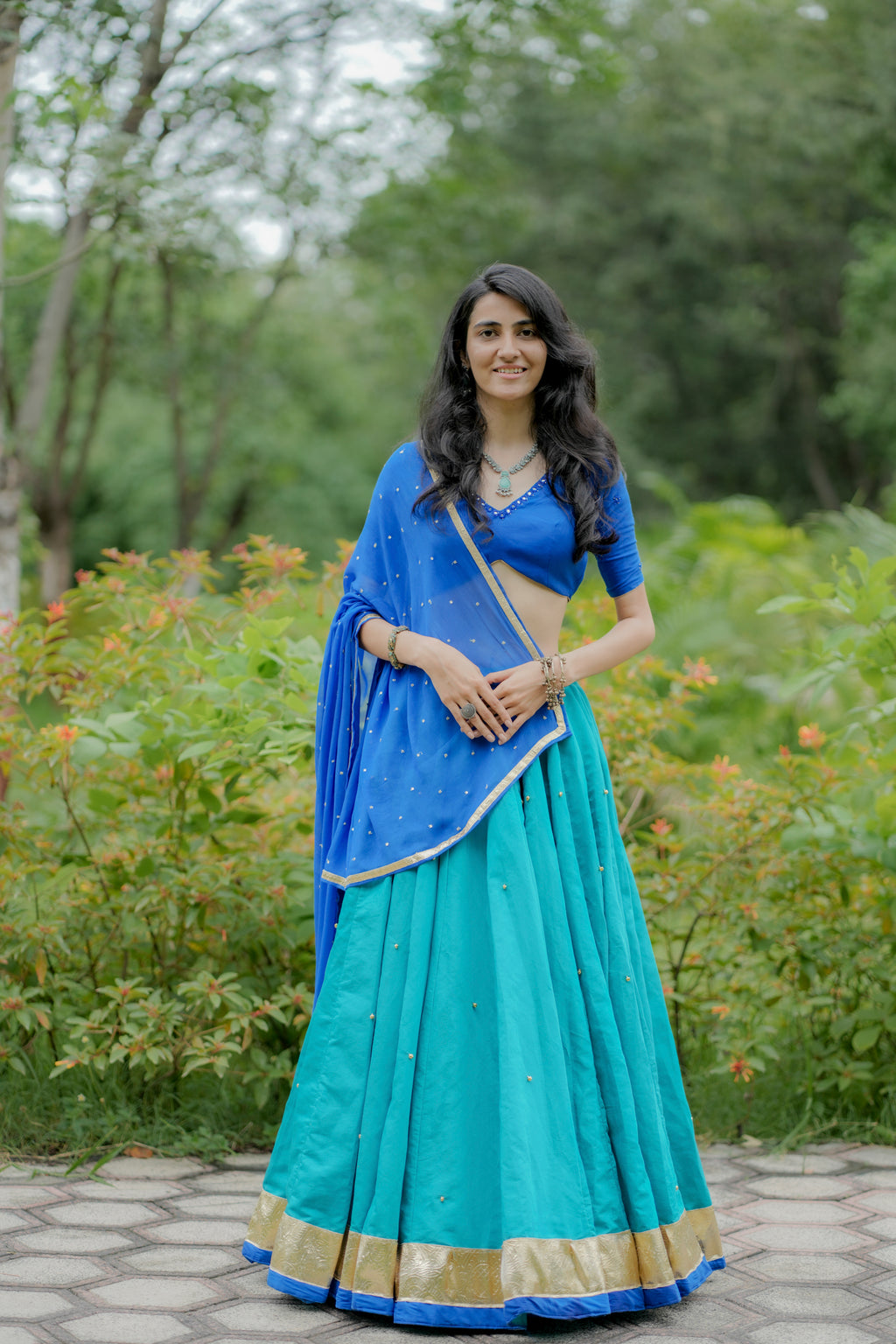 The Neelora Aqua Blue Choli Set