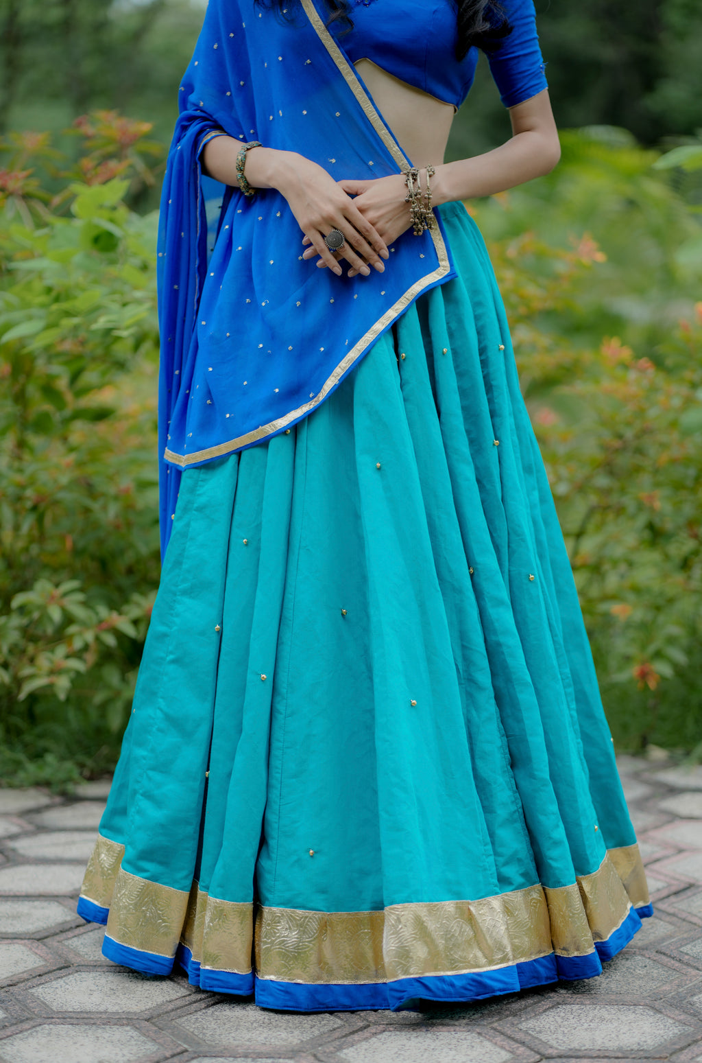 The Neelora Aqua Blue Choli Set