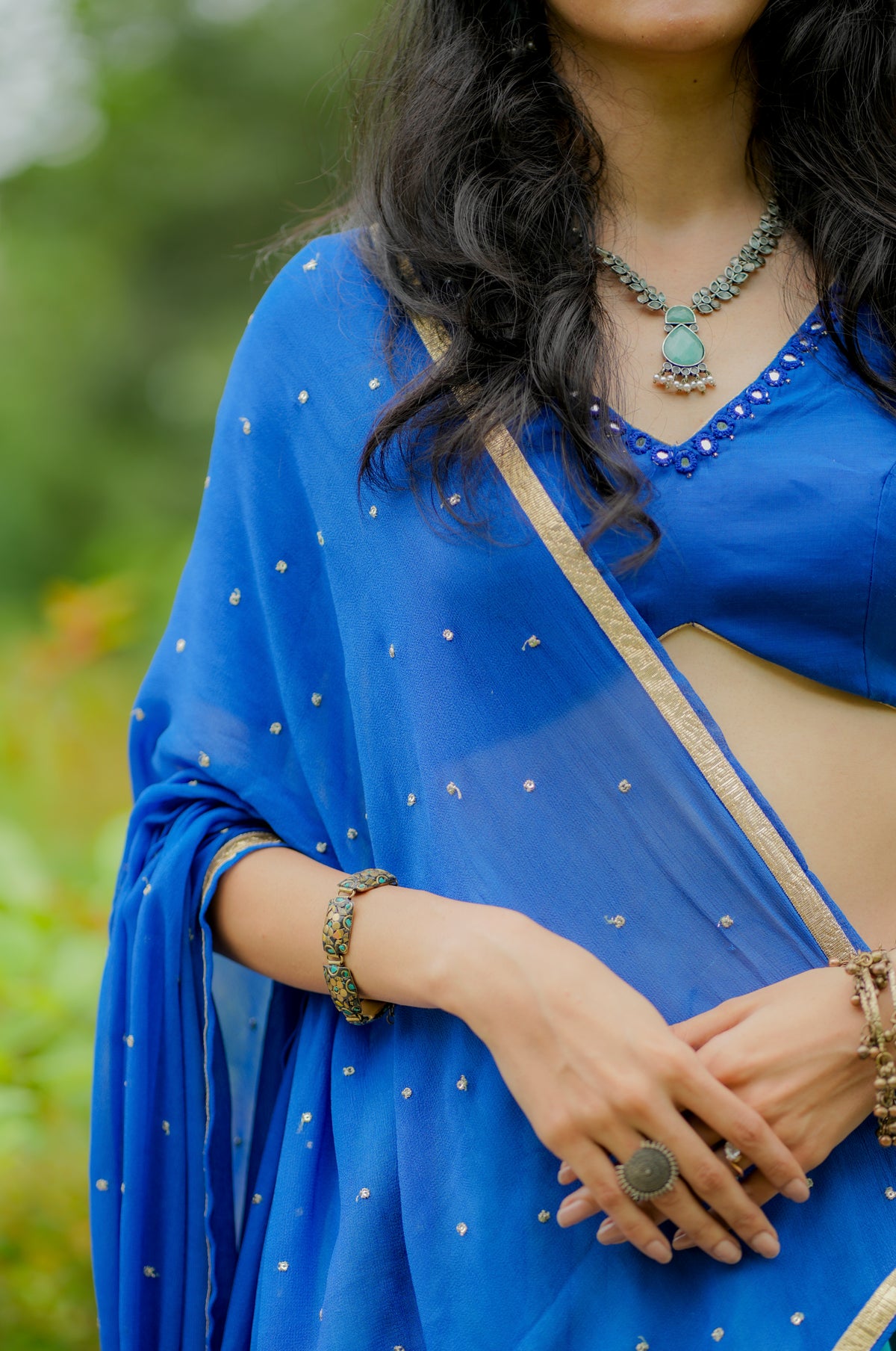 The Neelora Aqua Blue Choli Set