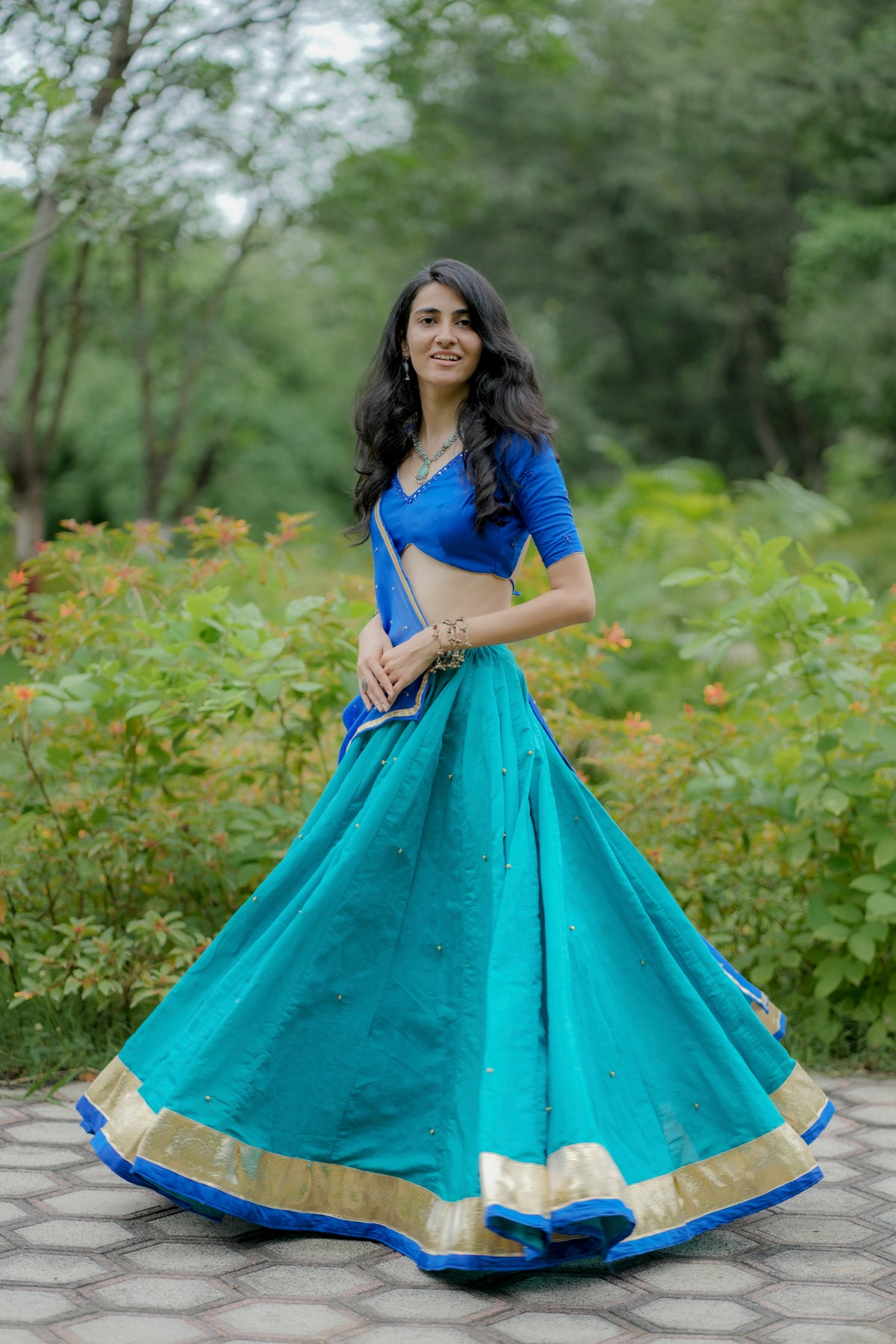 The Neelora Aqua Blue Choli Set