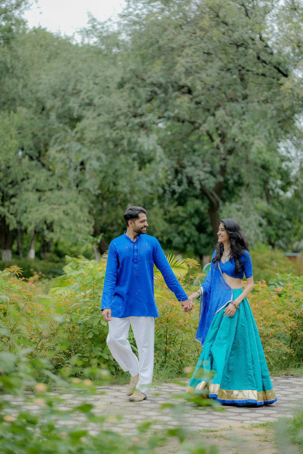 The Neelora Aqua Blue Choli Set