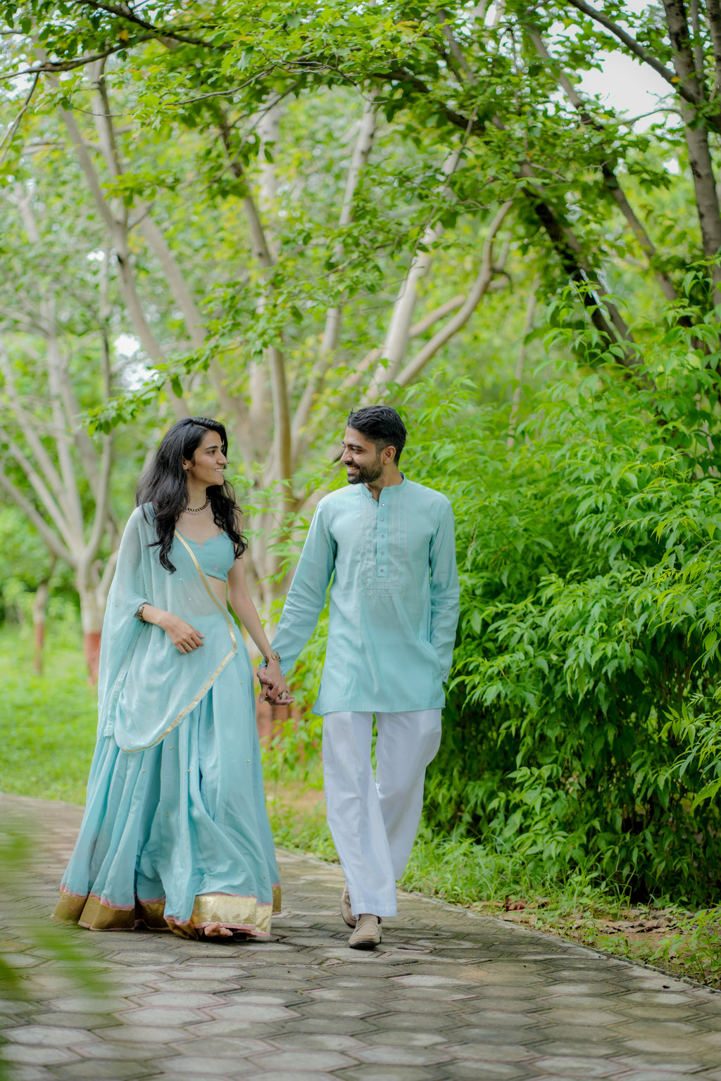 The Neelora Aqua Blue Choli Set