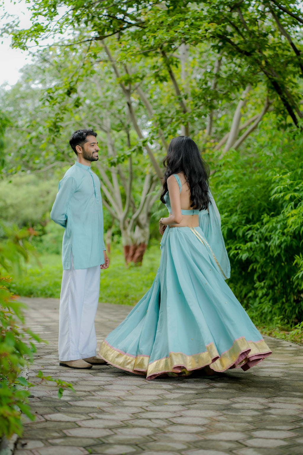 The Neelora Aqua Blue Choli Set