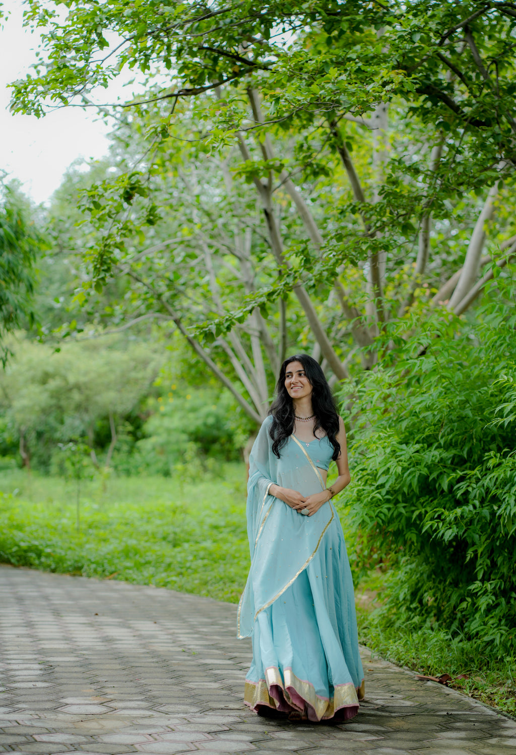The Neelora Aqua Blue Choli Set