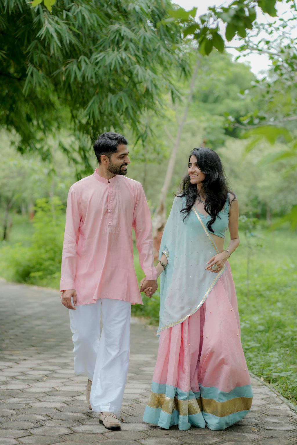 The Aqua & Blush Choli Set