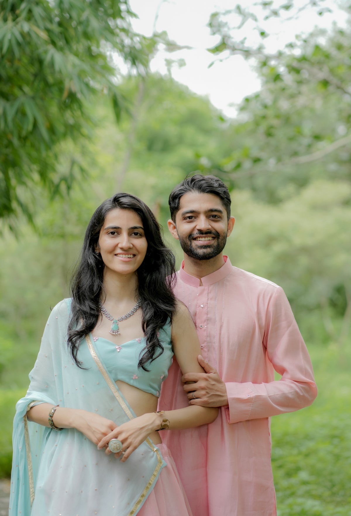 The Aqua & Blush Choli Set
