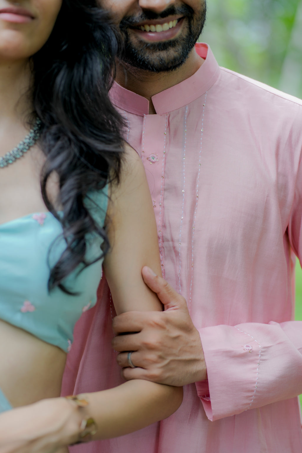 The Aqua & Blush Choli Set