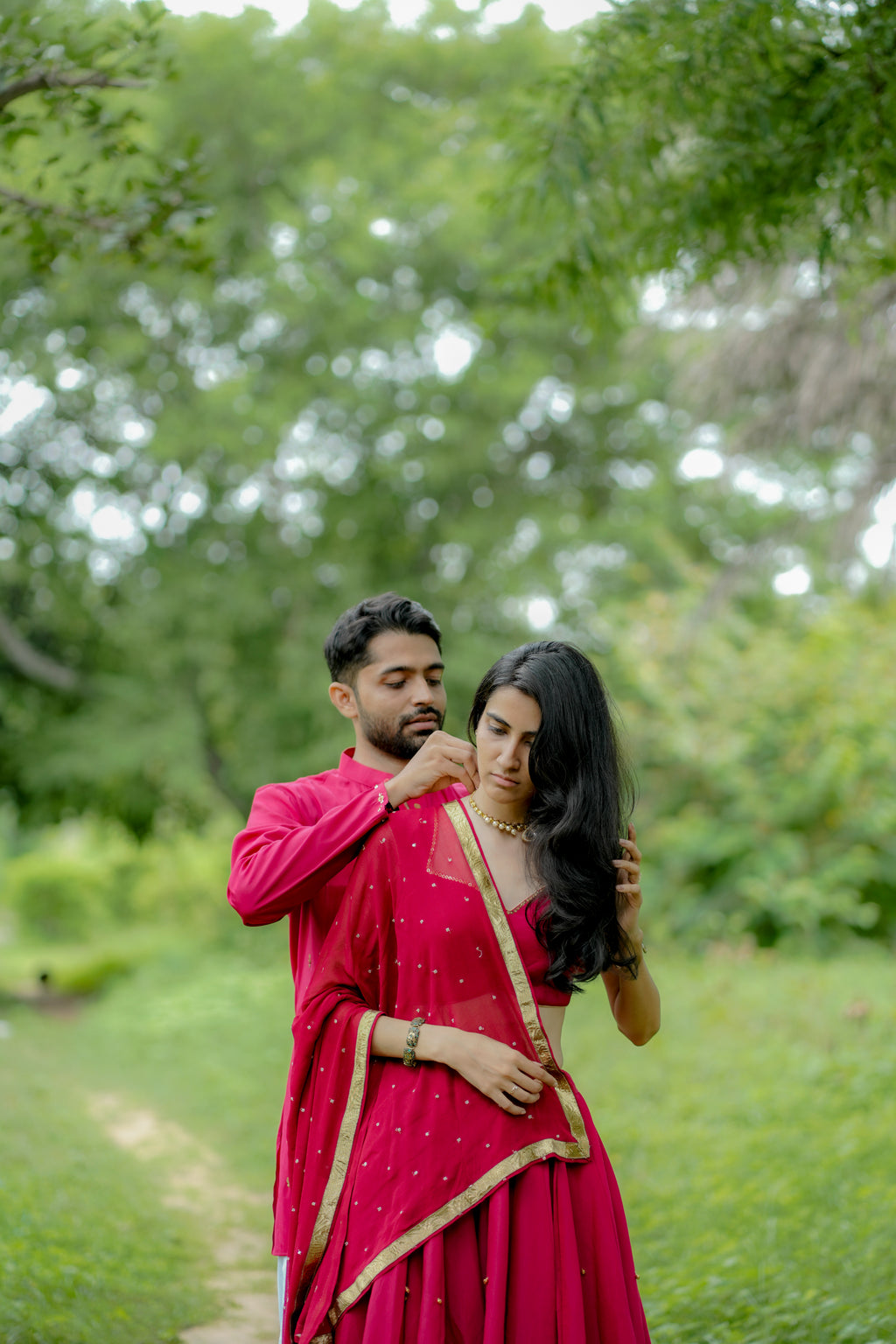 The Gulraaz Deep Red Choli Set