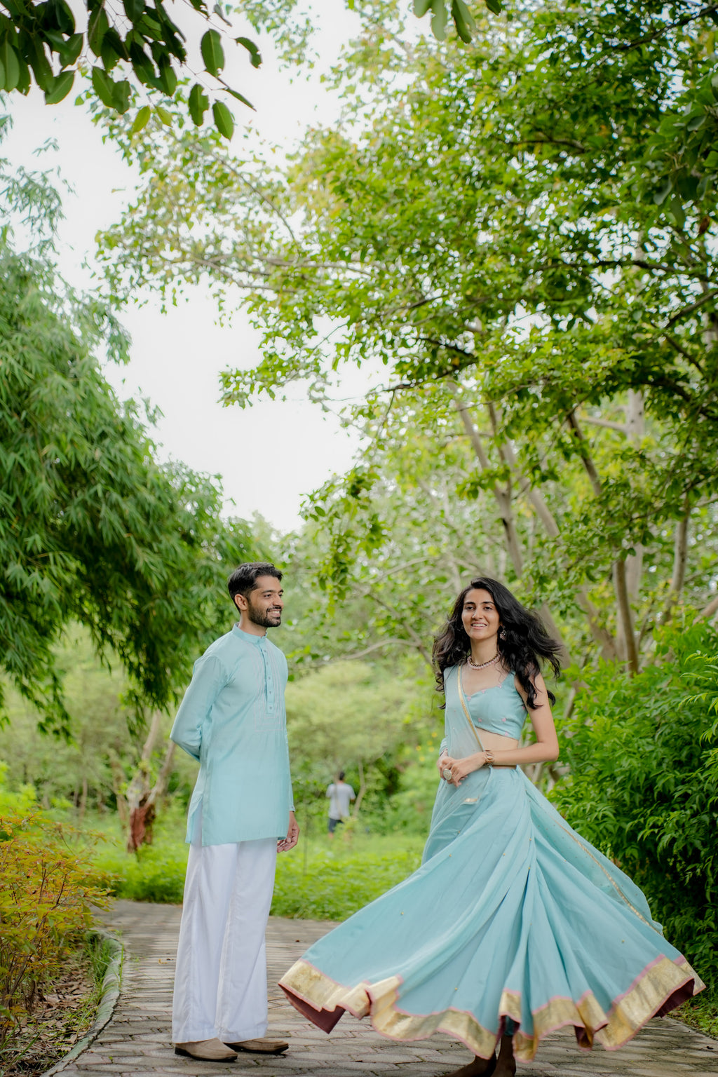 The Neelora Aqua Blue Choli Set