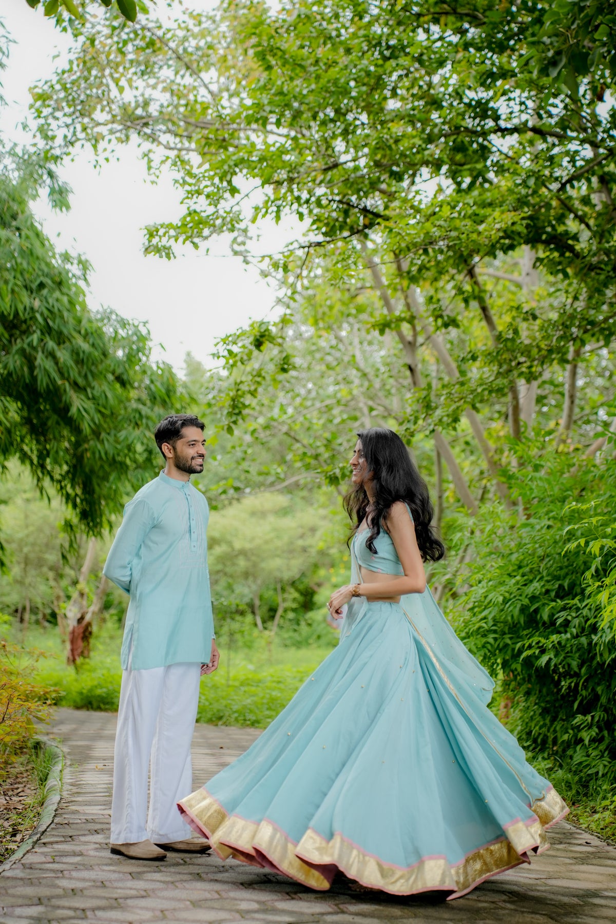 The Neelora Aqua Blue Choli Set